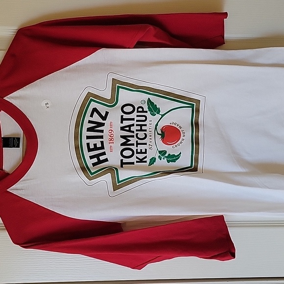 Heinz ketchup Red and White Raglan Shirt size XS NWOT - Picture 3 of 7